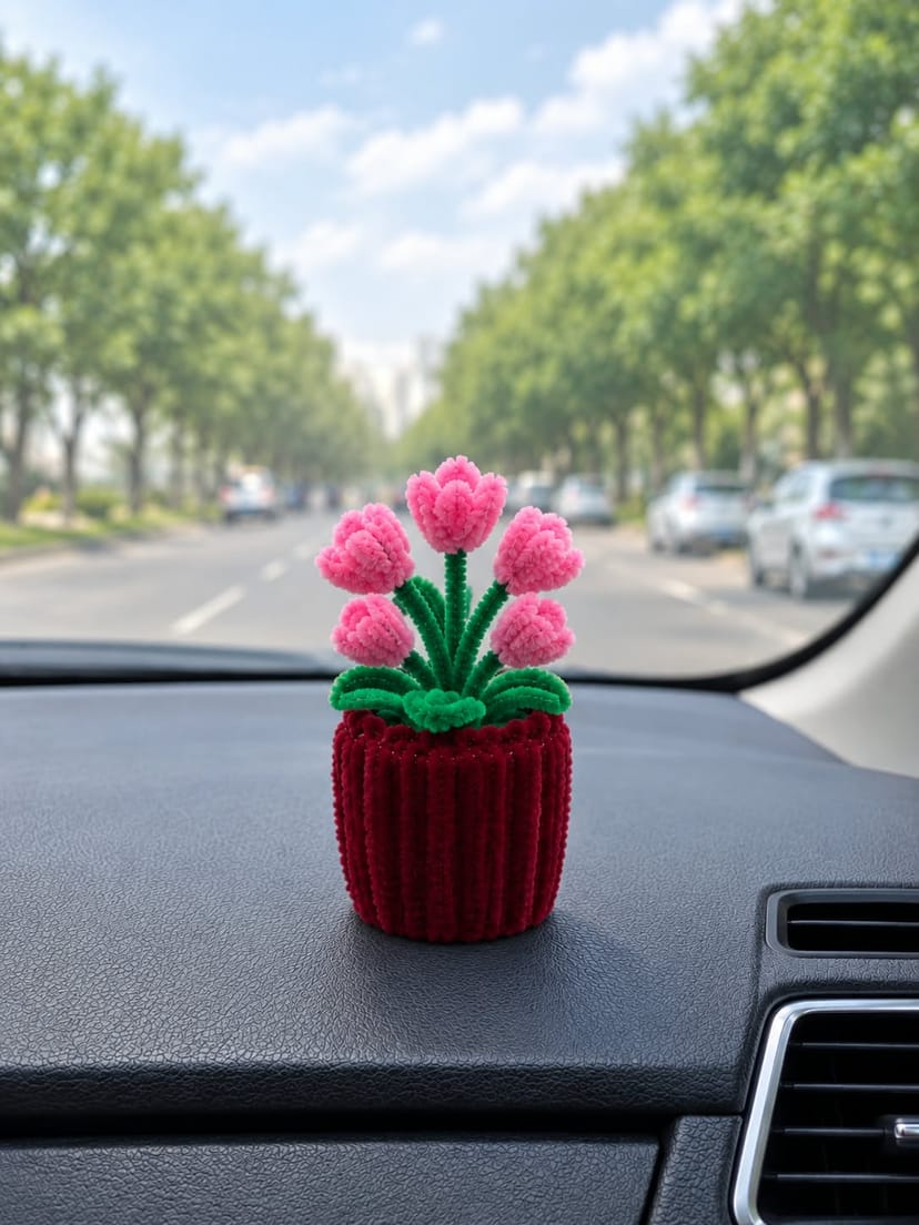 Pink Tulip Flower Pot - Image 1